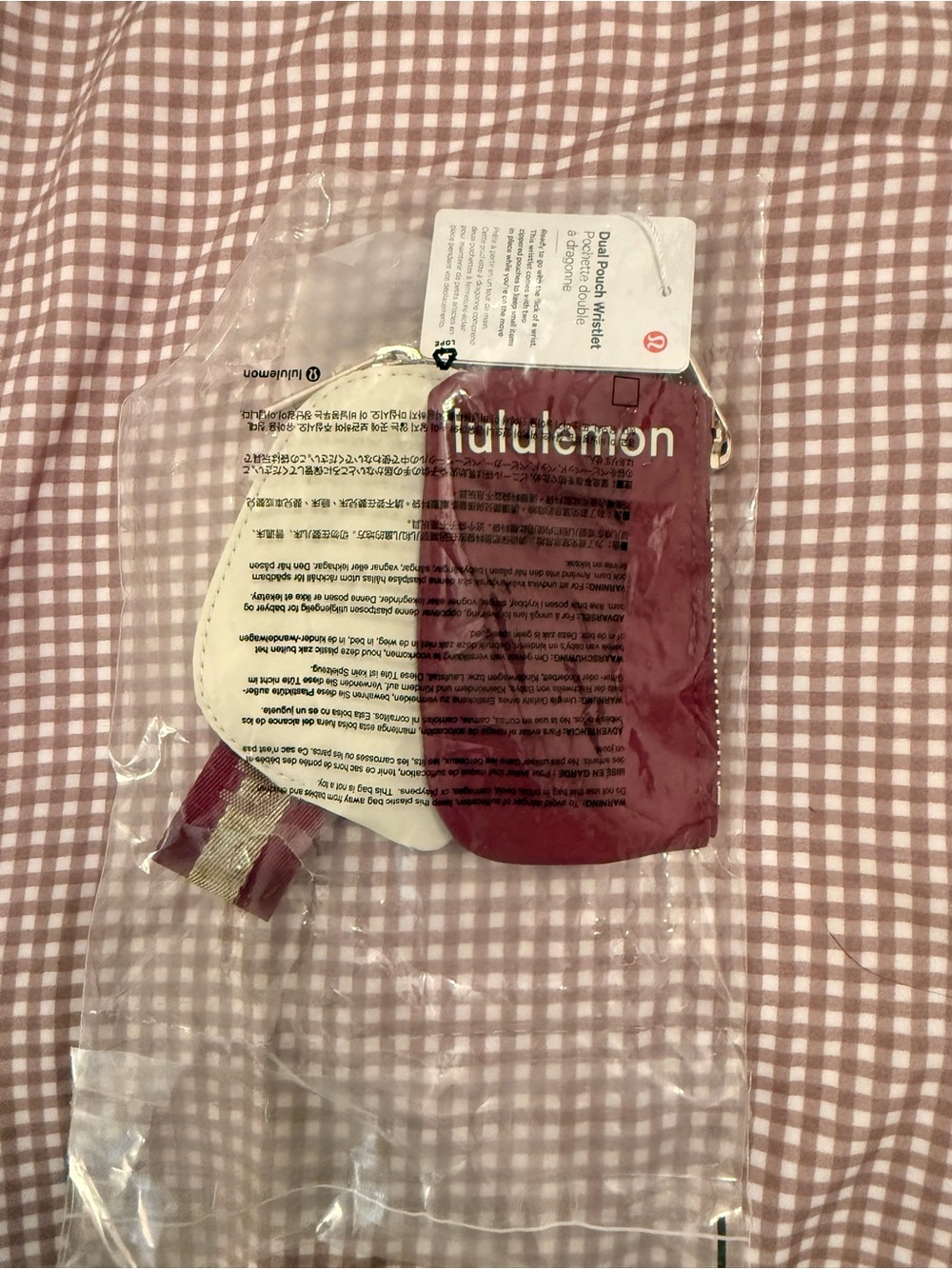 NWT Lululemon Wristlet Cream and Burgundy - Picture 2 of 3